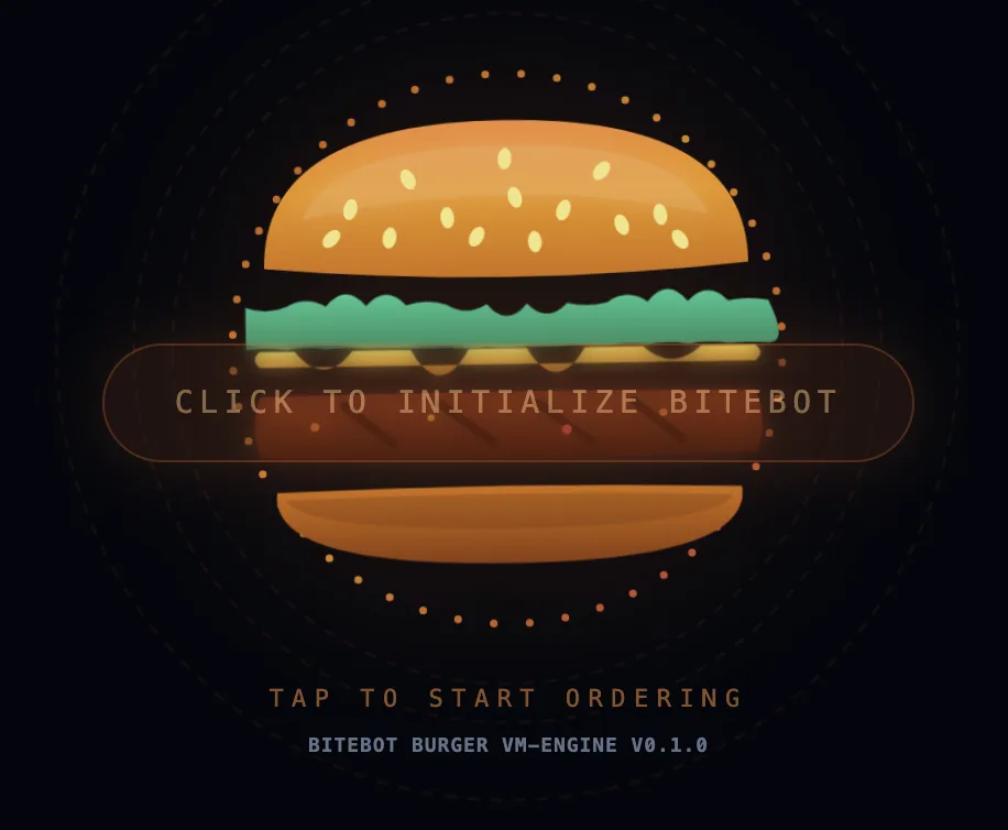 BiteBot restaurant AI assistant — live demo launch screen